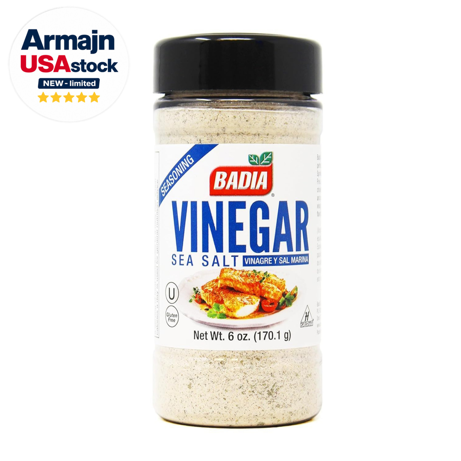 Badia Vinegar & Sea Salt Seasoning 6 oz – Tangy and Savory Flavor Blend of Zesty