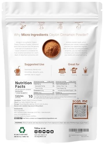 Organic Ceylon Cinnamon Powder 2 lb – Sweet Earthy Flavor for Baking & Cooking,