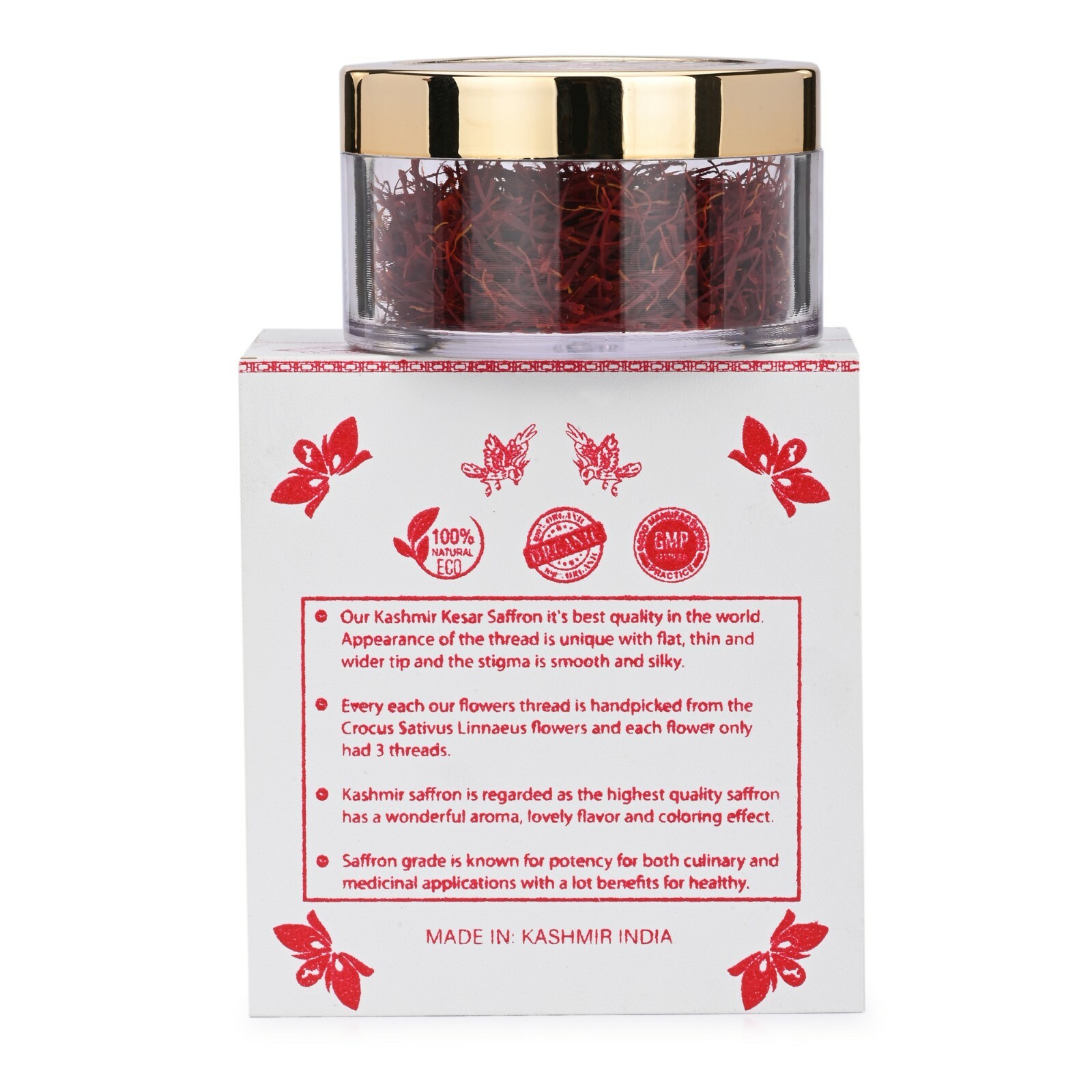 Saffron Kashmir Organic Pure Natural Finest Premium Quality Exp:2027 FRESH
