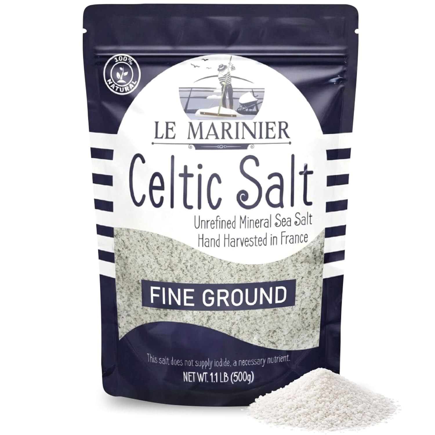 Sal marina gruesa gris seca Celtic Salt de Le Marinier, 1.1 lb – 18 oz. Mineral
