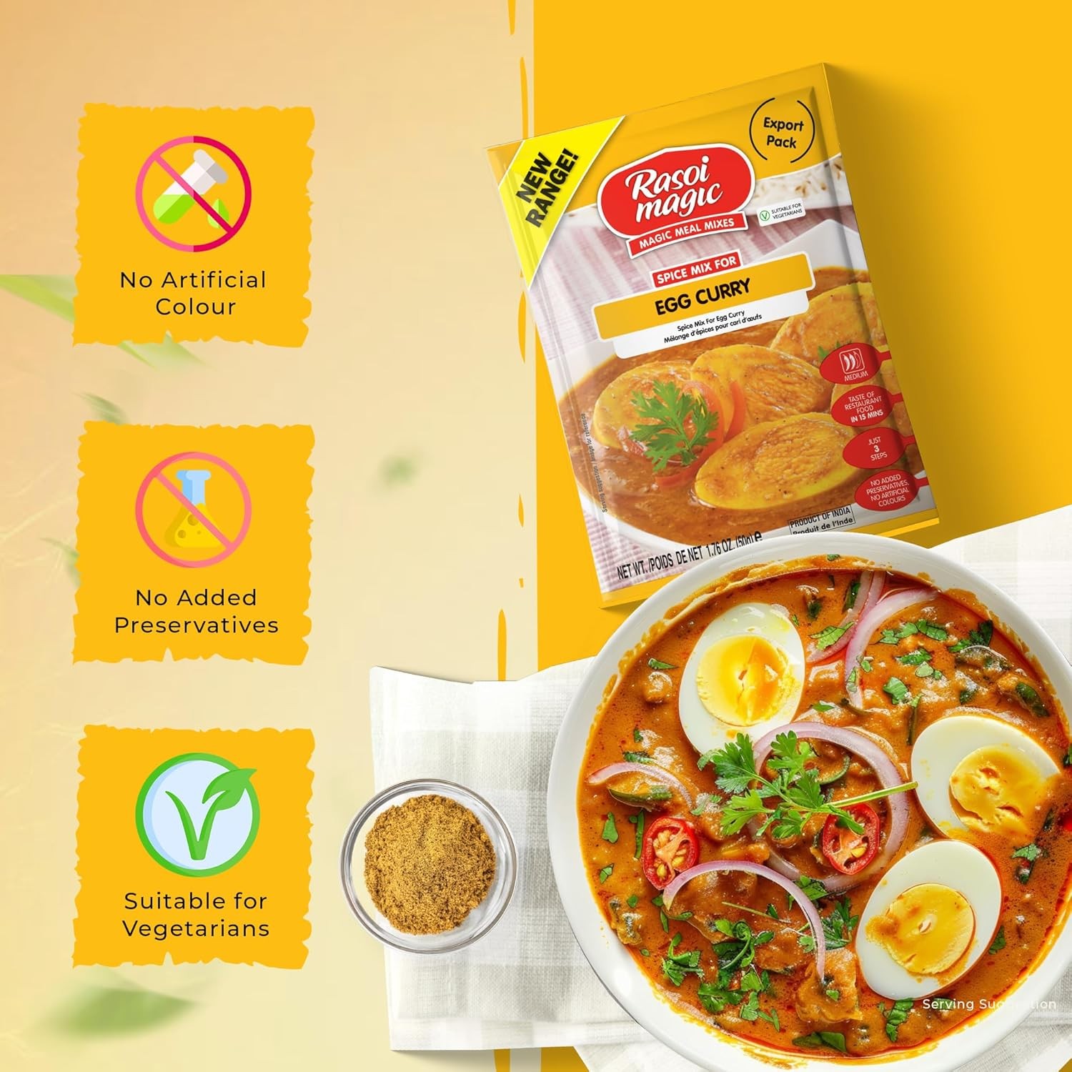 Rasoi Magic Spice Mix for Egg Curry Masala 50g (Pack of 3) Ready in 15 Min