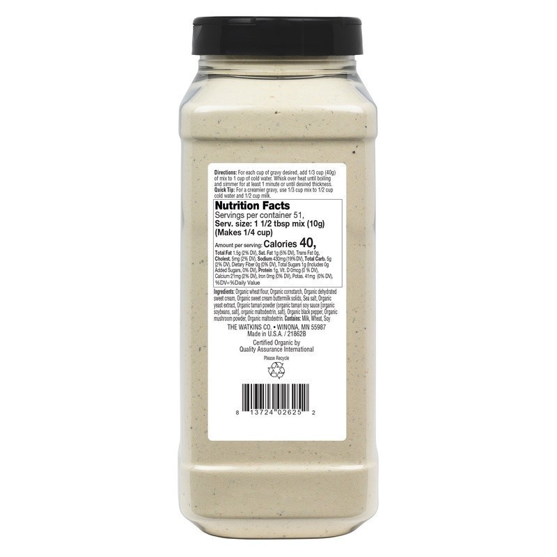 Organic Country Gravy Seasoning Mix Fish Free Gourmet Flavor USDA Non-GMO 18 oz