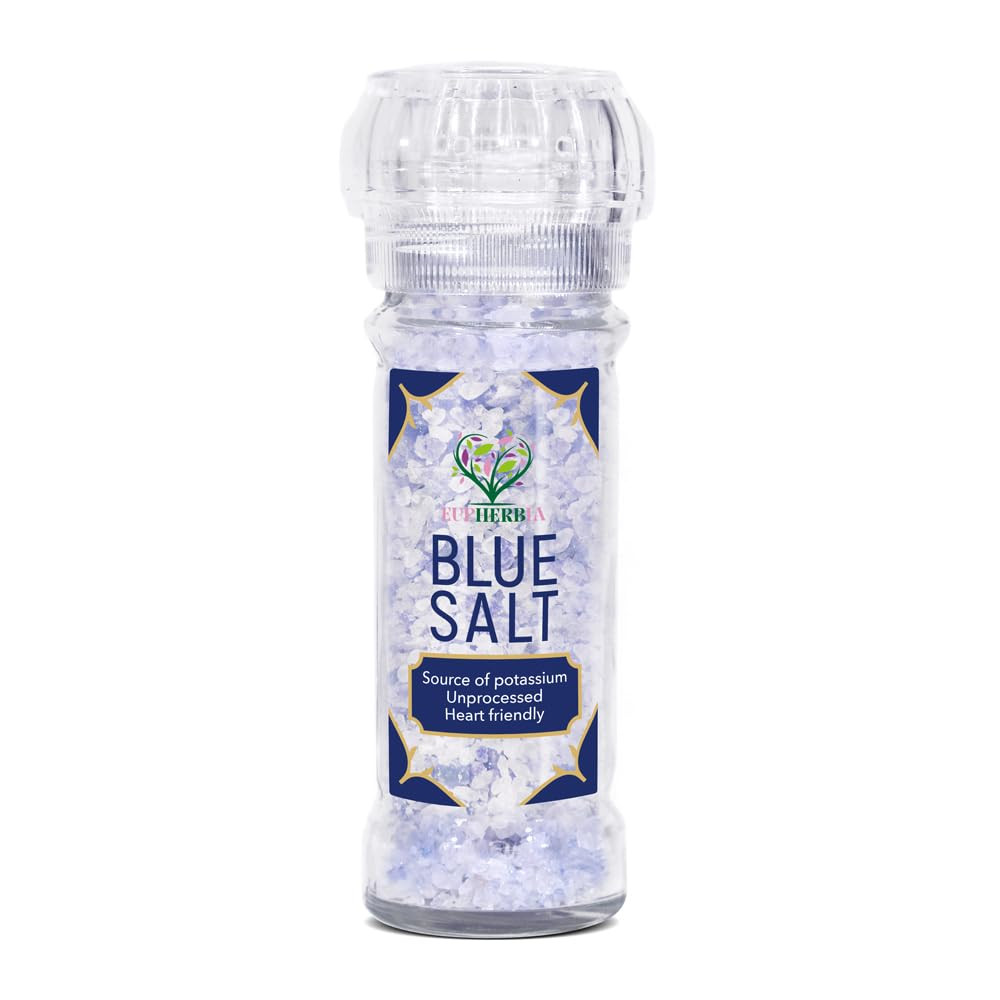 EUPHERBIA Blue Salt, Coarse, Rare Mineral Salt, High Potassium, Lower Sodium