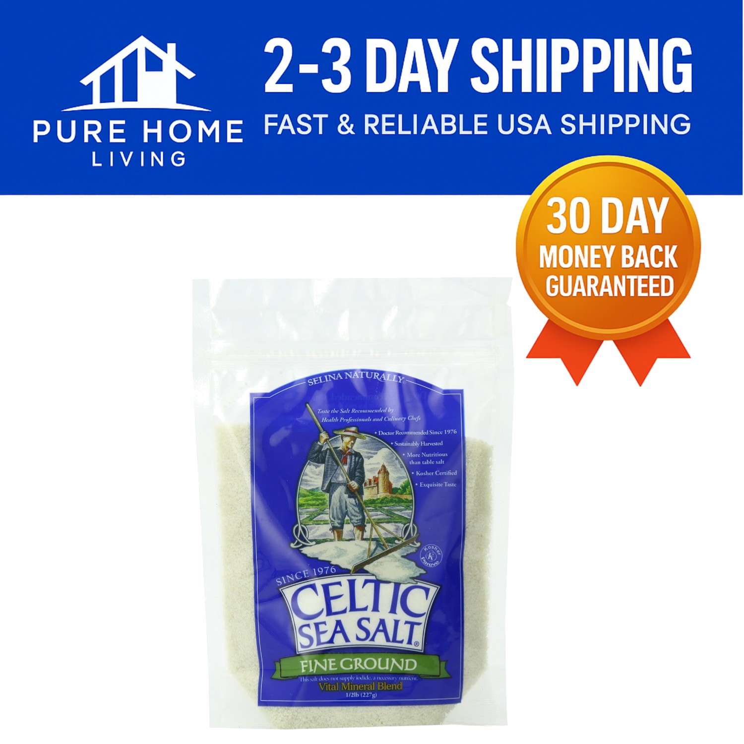 Versatile Fine Ground Sea Salt – Pack of 6, 8oz Resealable Bags for Cooking