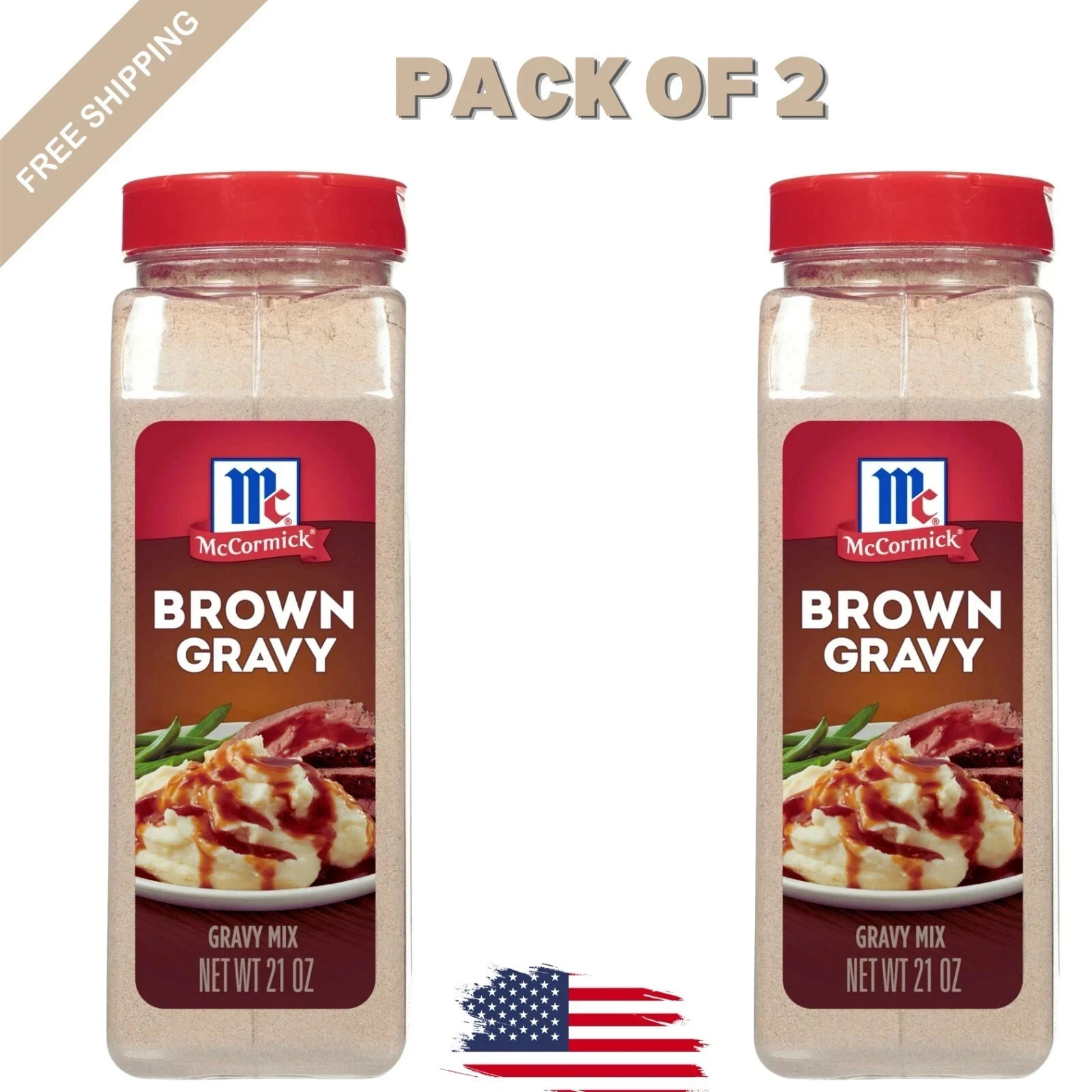 2 PACK – McCormick Brown Gravy Mix (21 oz.) Total 42 oz. FREE SHIPPING