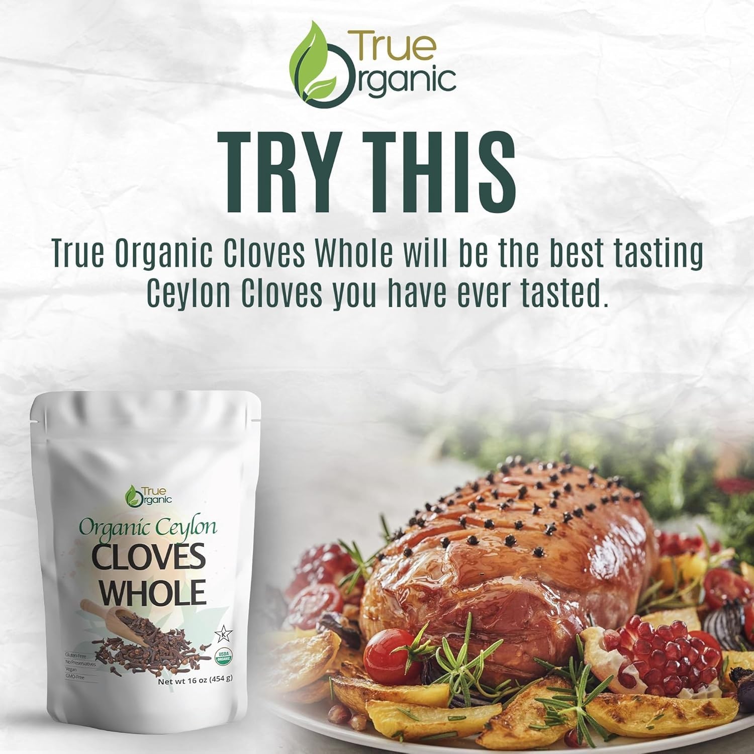 True Organic Ceylon Cloves Whole, 1 lb, Grade, USDA Organic & Kosher Cer