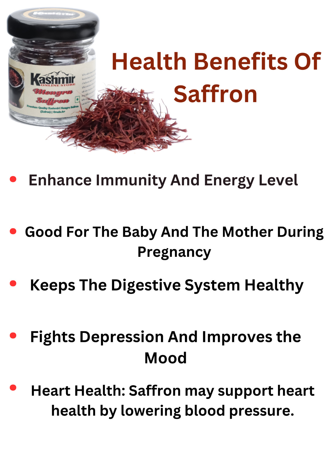 A+ Grade 3gm Kashmiri Saffron – Premium Pure Red Kesar Threads Spice Box Saffron