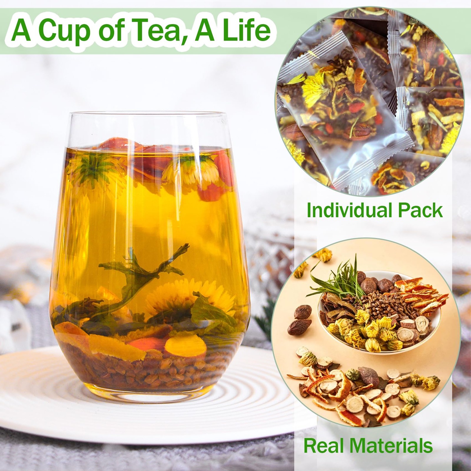 15 Bags Dandelion Wolfberry Tea, Natural Tea(15 Bags)