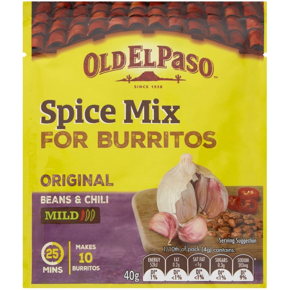 Old El Paso Original Spice Mix for Burritos Mexican Seasoning 30g