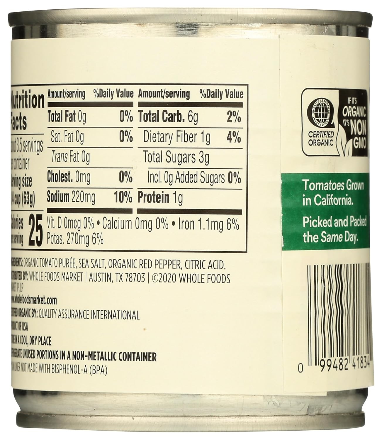 365 by Whole Foods Market Organic Tomato Sauce 8 Oz