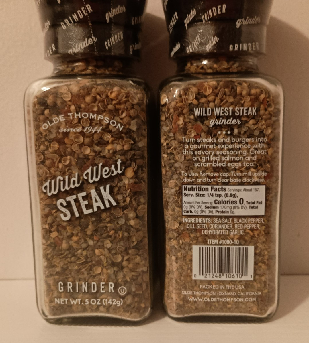 Olde Thompson Wild West Steak Seasoning Grinder 5 oz (2 Pack) Certified Kosher