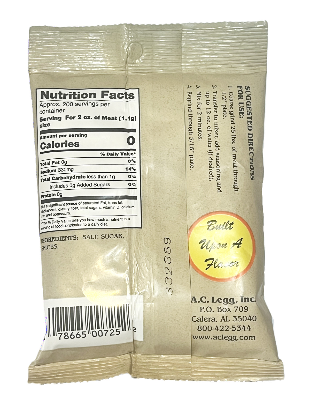 AC Legg’s Pork Sausage Seasoning – Blend #7 Mild Blend 8 oz