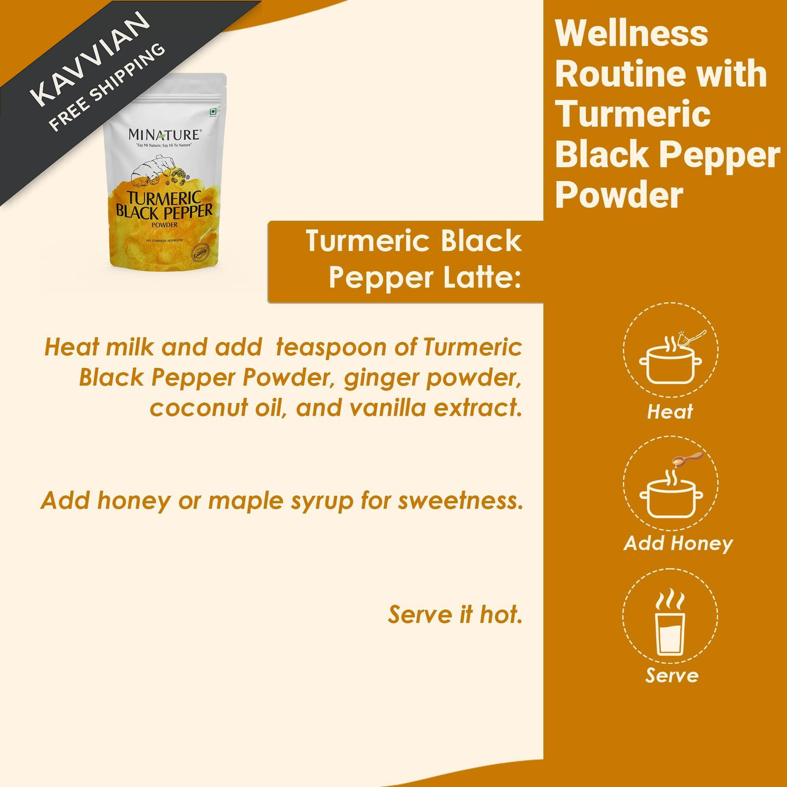 minature Turmeric Root Powder with Black Pepper, 8 Ounce (Pack of 1), Yellow