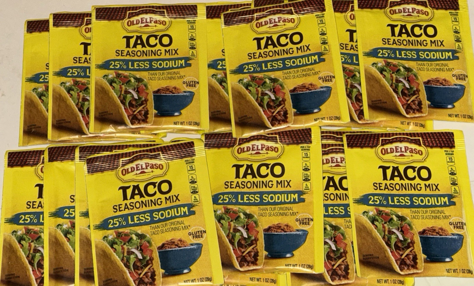 (22) packets OLD EL PASO 25% Less Sodium Taco Seasoning July 21 2026