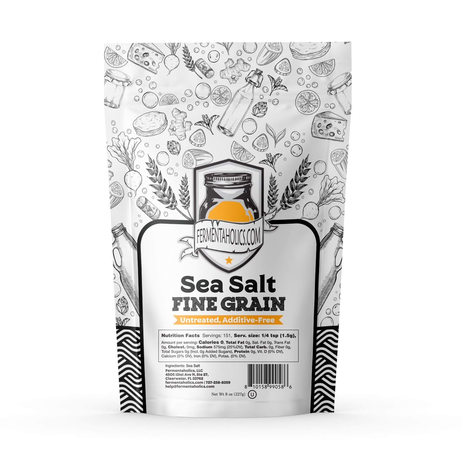 Fermentaholics Sea Salt – 8 oz – Fine Grain | Untreated, Additive-Free