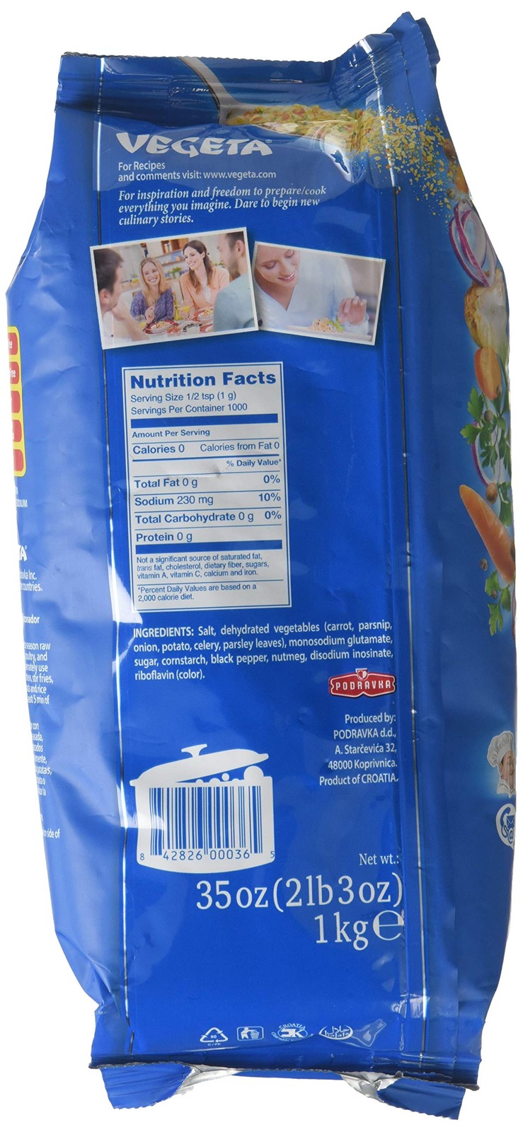 Podravka Vegeta Gourmet Seasoning And Soup Mix, 1 kg 35.3 Ounce (Pack of 1)