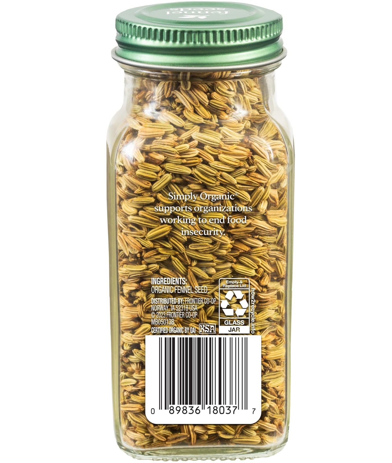 Simply Organic Whole Fennel Seed, 1,90 oz, Mild Sweet Flavor, Aromatic,