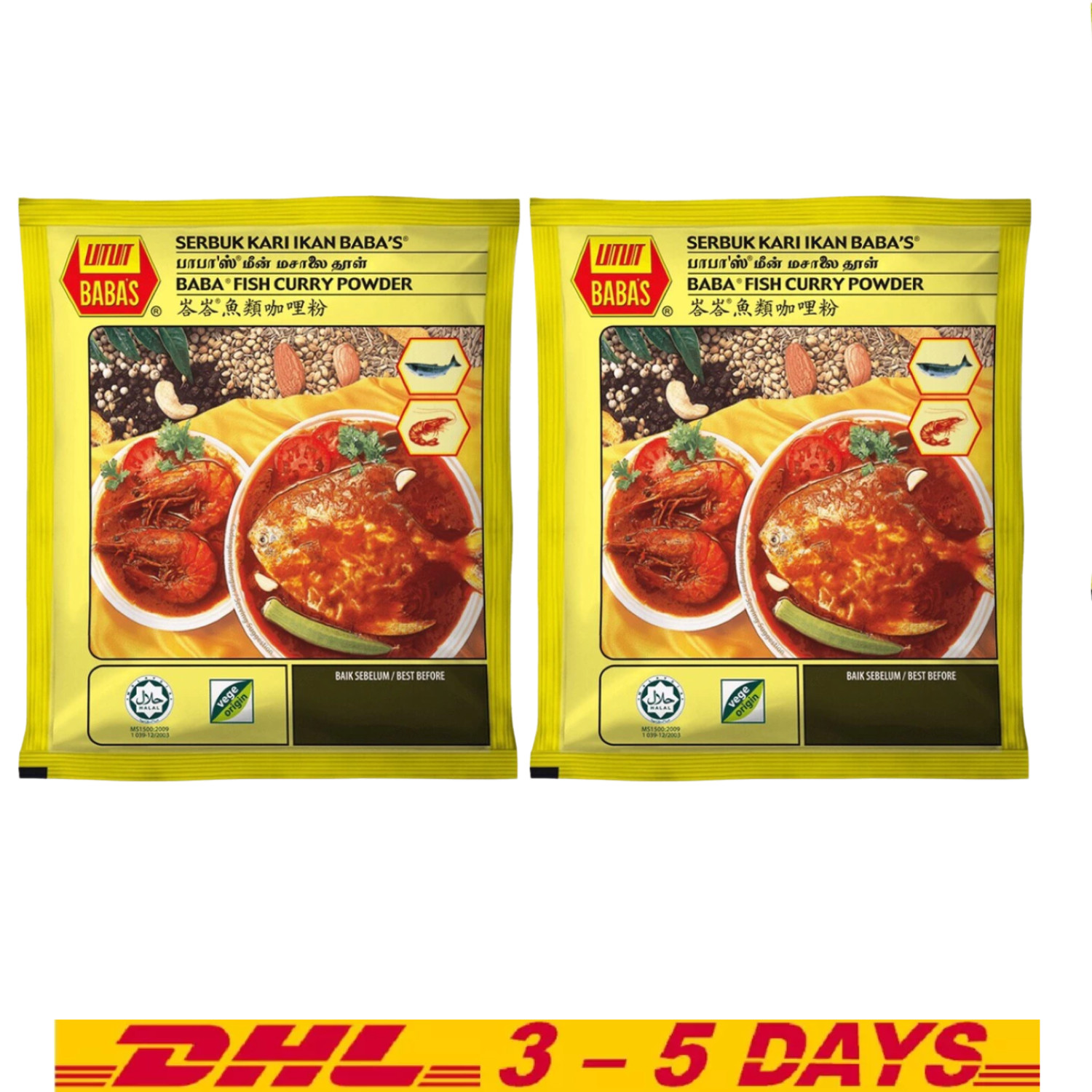 4X BABA’S Fish Curry Powder Spices (Serbuk Kari Ikan) 250 gm (8.82oz)