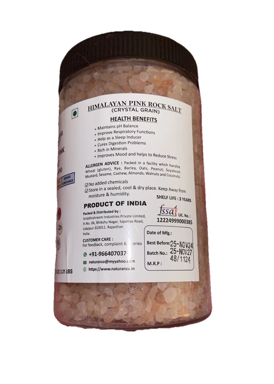 Himalayan Pink RockSalt, Crystal Grain – 3.31lbs