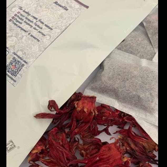 Roselle Flower Tea Bags 15ct Ready to Brew Herbal Infusion, Tart Floral