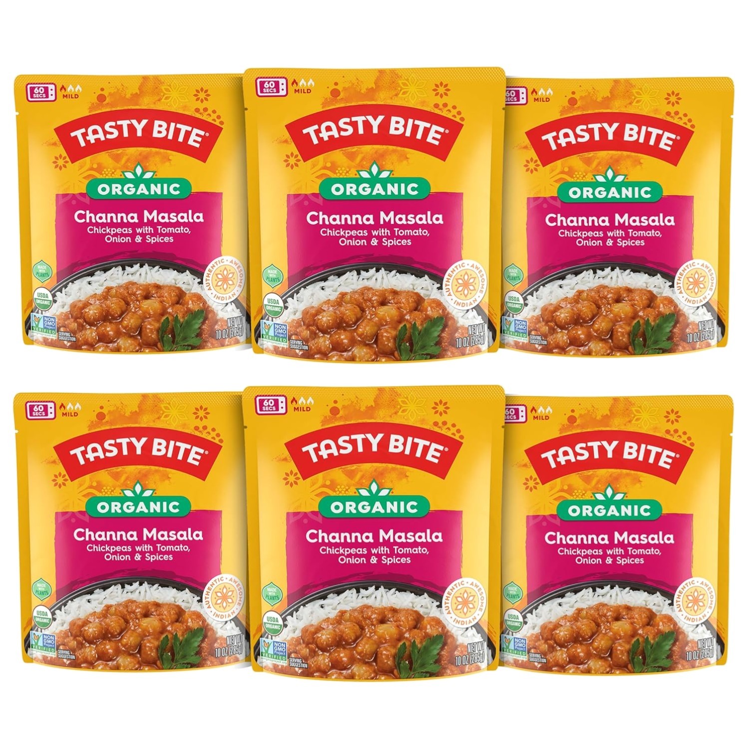 Quick & Hearty Organic Channa Masala – Ready-to-Eat 10 Oz Pouch Set of 6