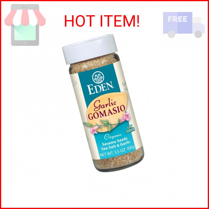 Eden Organic Garlic Gomasio, 3.5 oz Glass Jar, Sesame Salt