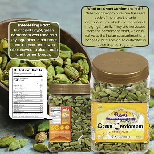 Green Cardamom Pods 14oz (400g) – All Natural, Vegan, Gluten-Free, NON-GMO, Kosh