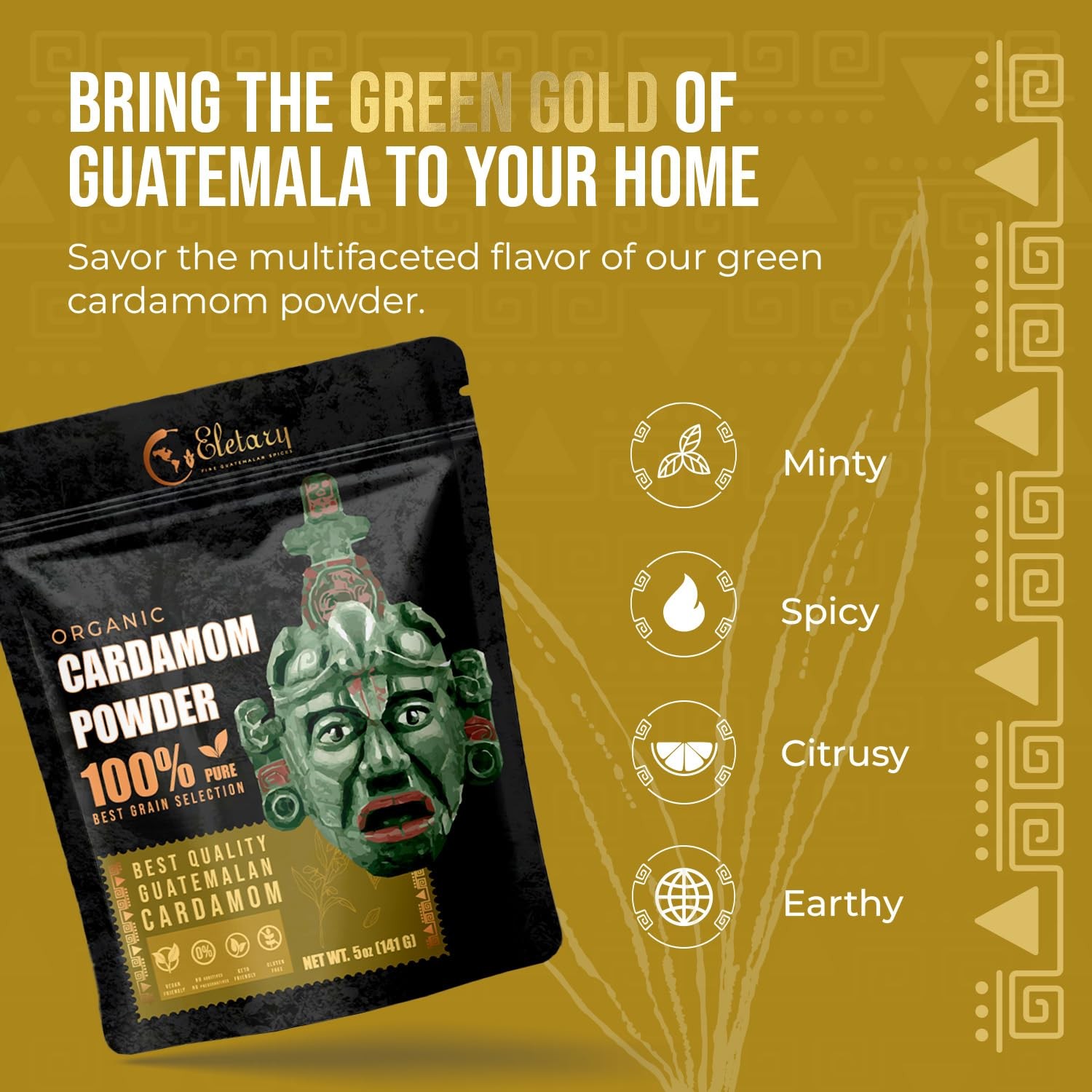 Premium Cardamom Ground with Guatemalan Green Organic Cardamom Pods & Seeds (…
