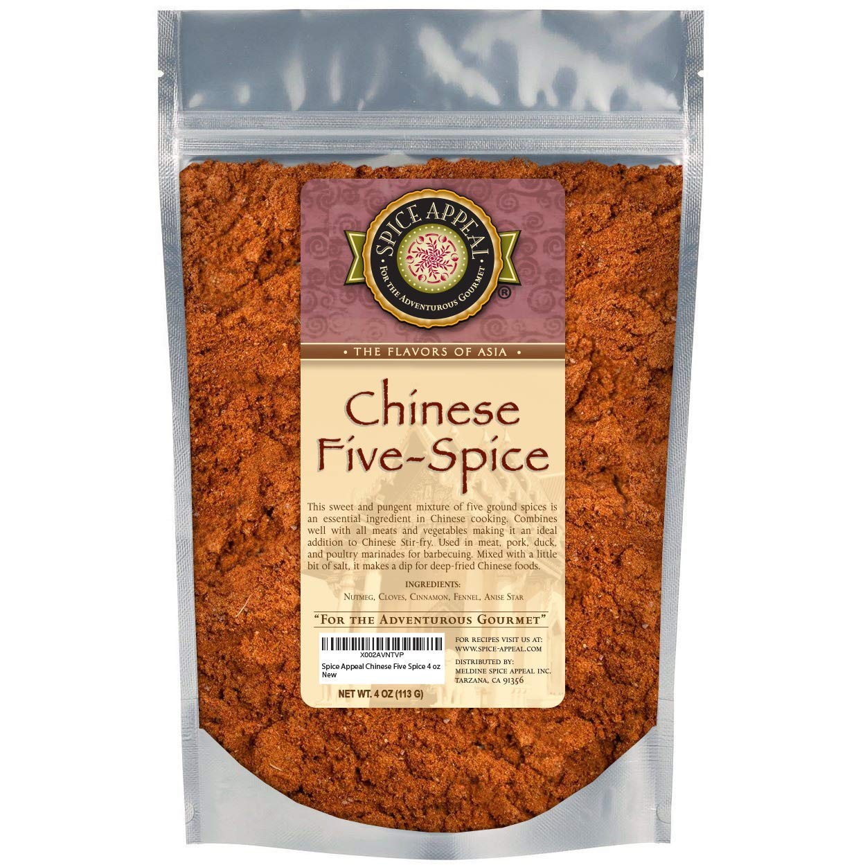 Spice Appeal Chinese Five in resealable stay fresh 4 Ounce (Pack of 1)