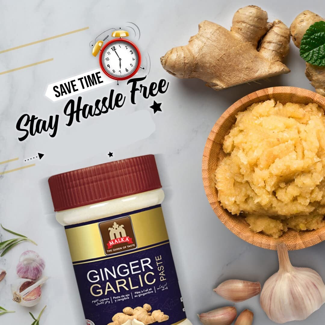 Malka Ginger Garlic Cooking Paste 750g (26.28 oz) Air Tight Jar – Halal, Non-GMO