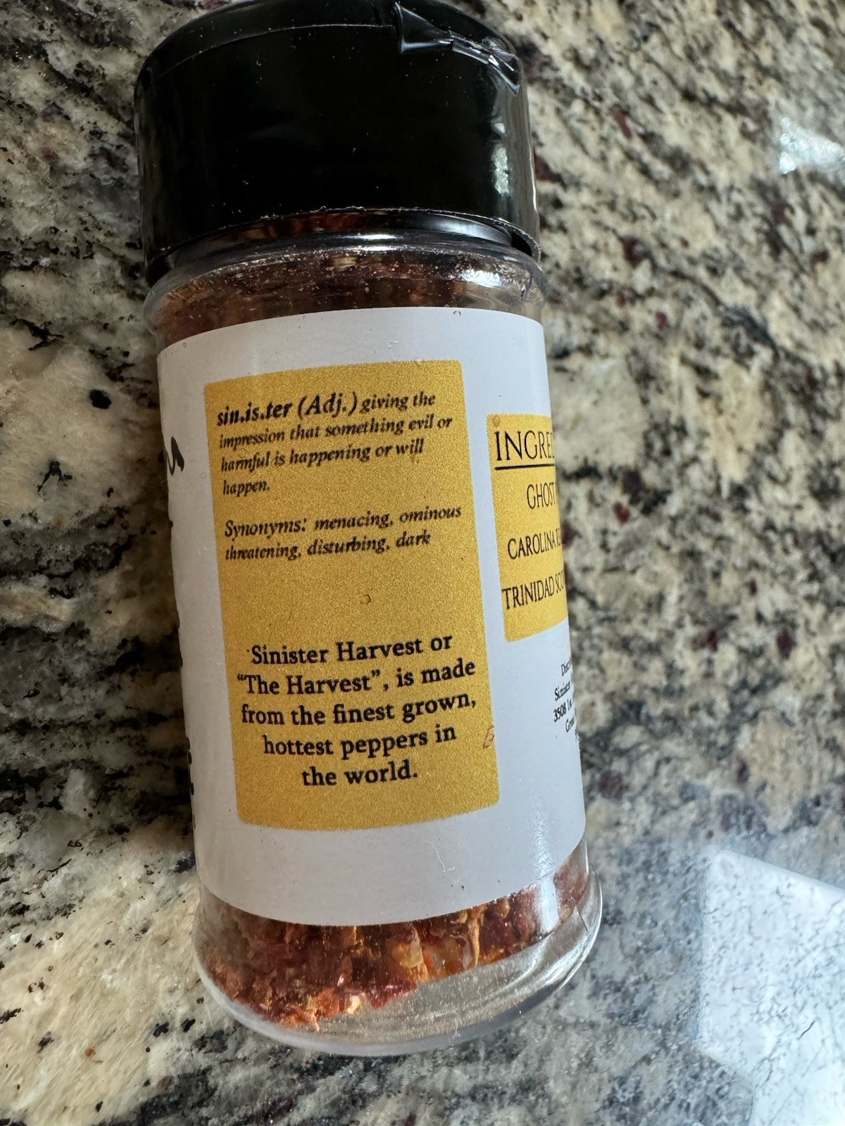 Sinister Harvest 3 King Peppers Shake Firecracker Ghost Reaper Scorpion hot salt