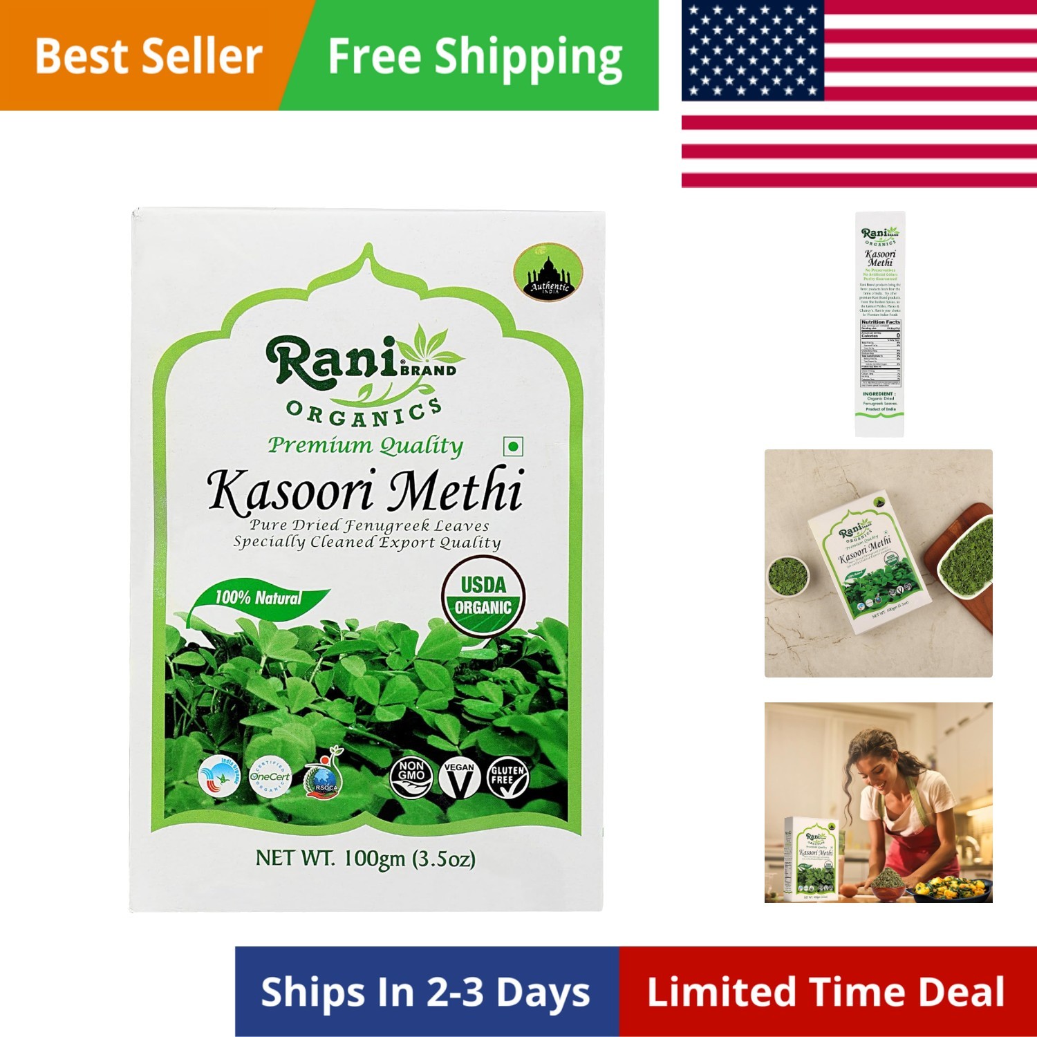 Rani Organic Fenugreek Leaves Dried Kasoori Methi 3.5oz 100g ~ All Natural | …