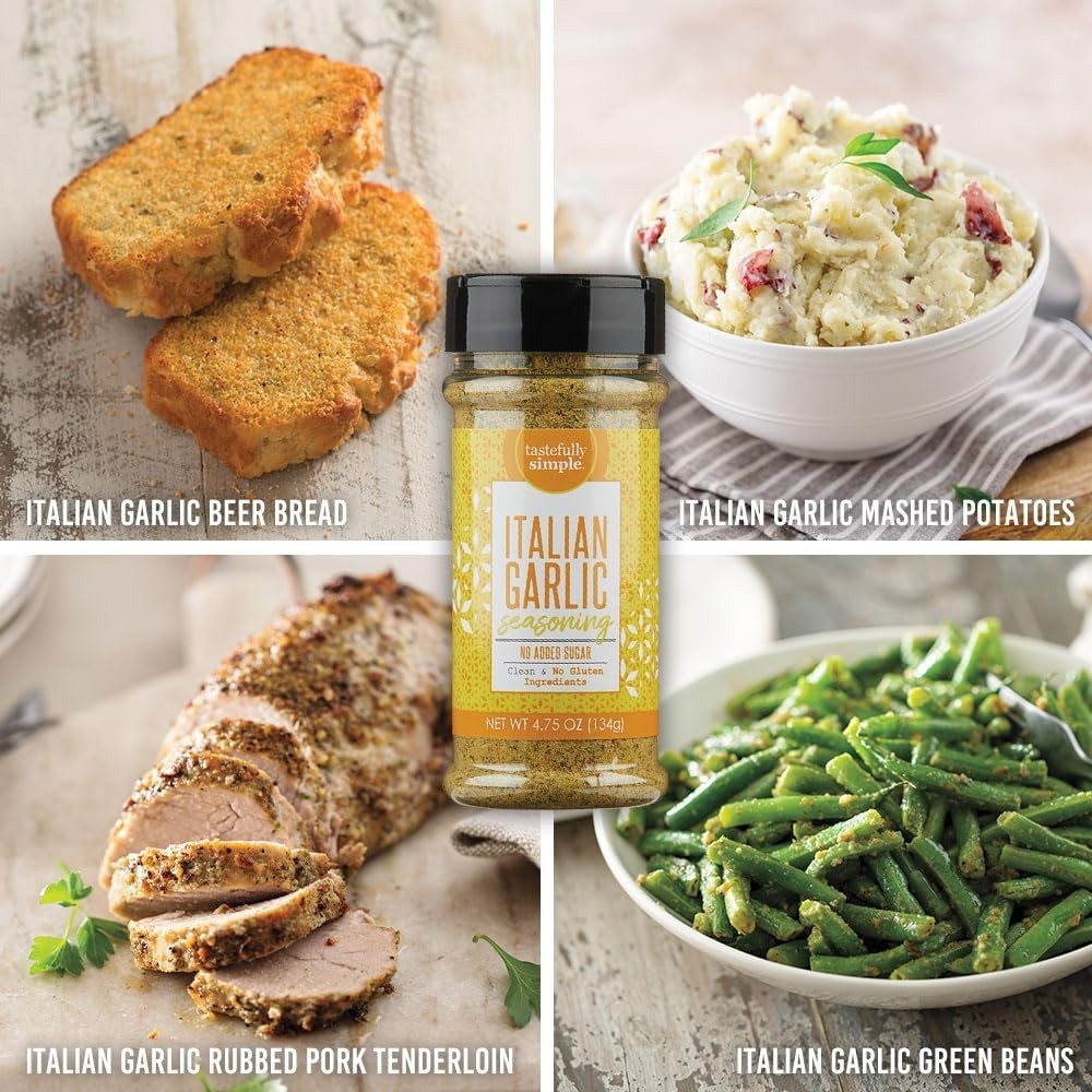 Tastefully Simple Italian Garlic Seasoning 4.75 oz – All Natural Blend