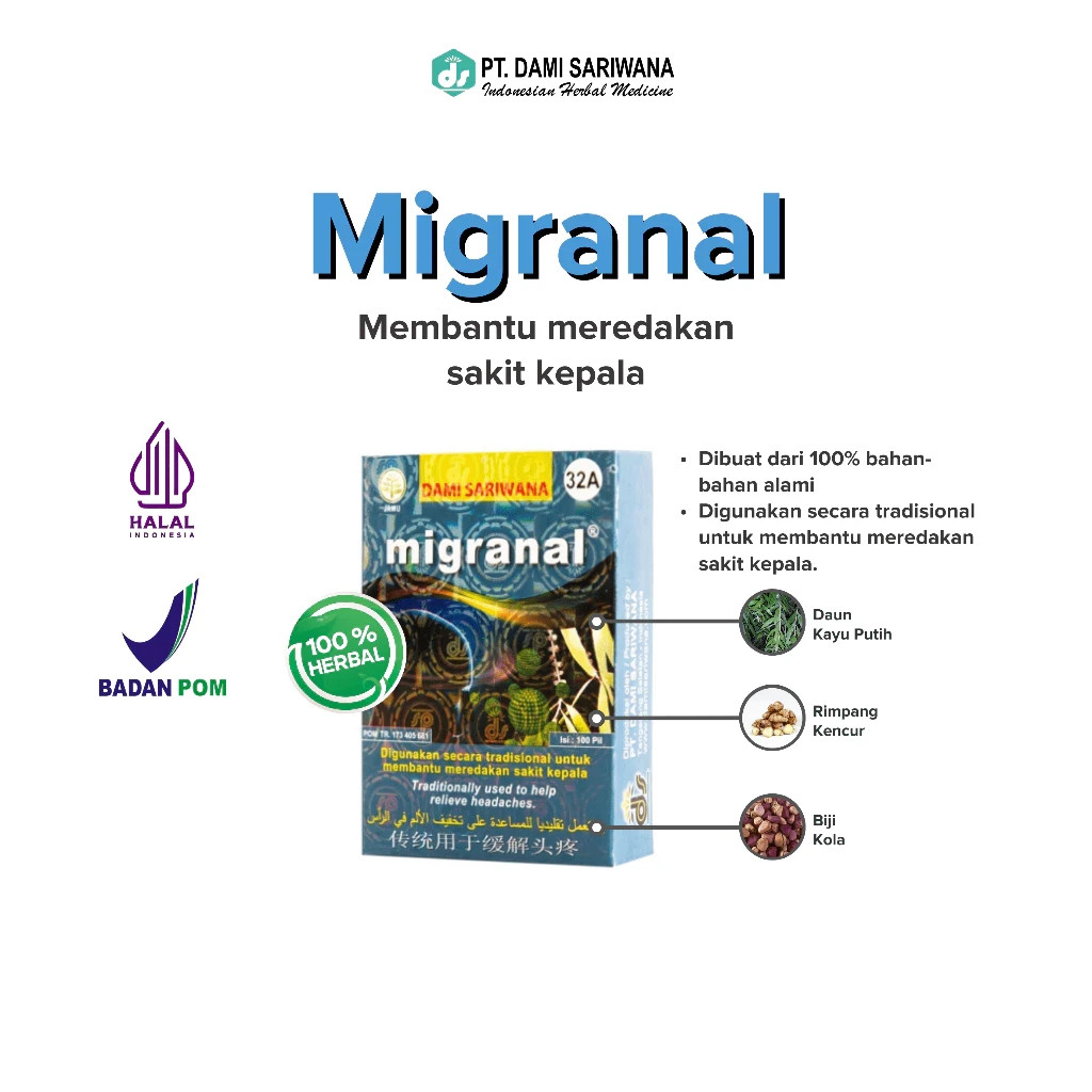 3x MIGRANAL 100 Pill Natural Organic Herbs Spices Fresh Pure Hygienic Premium
