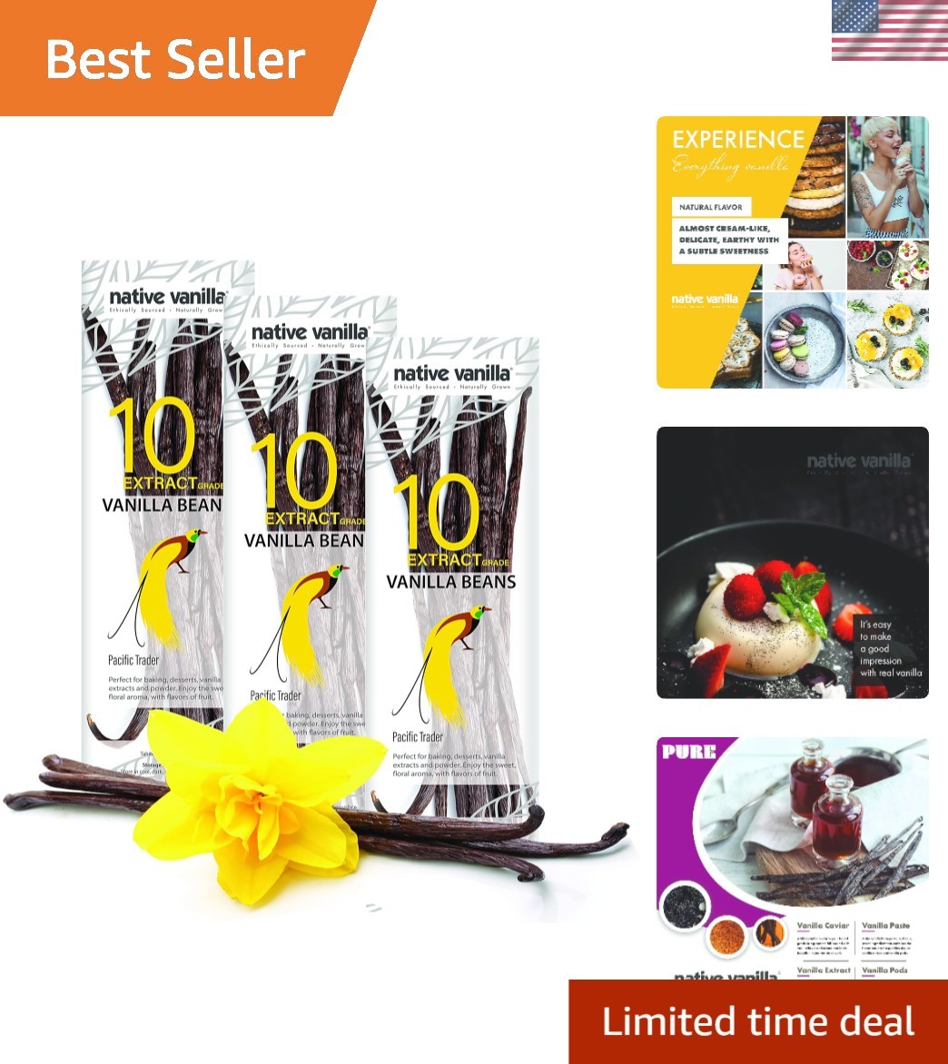 30 Grade B Tahitian Vanilla Beans – Rich Creamy Flavor for Culinary Art
