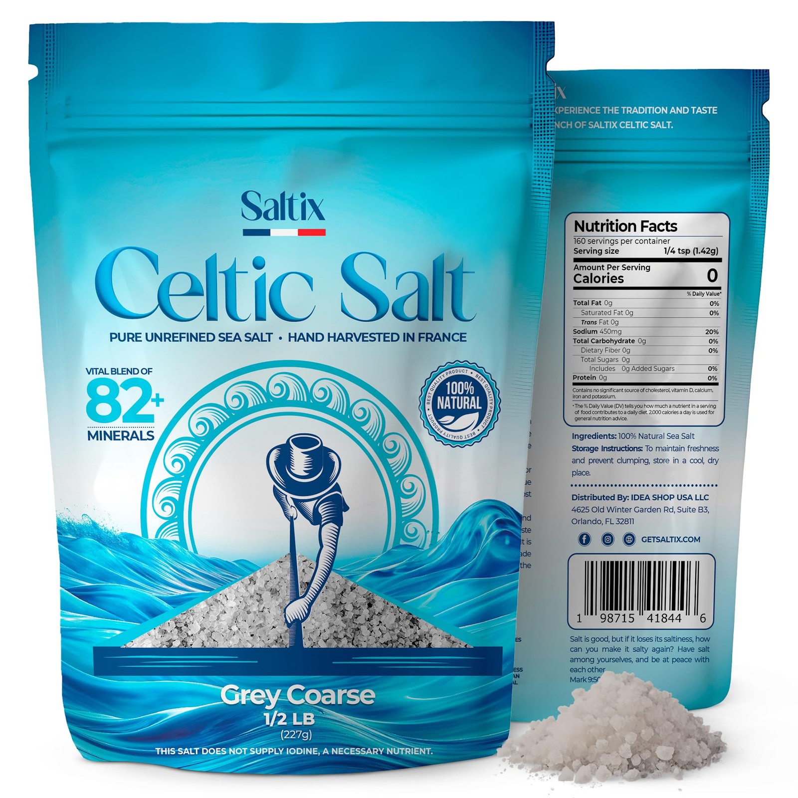 Saltix Celtic Sea Salt Grey Coarse 1/2lb | 100% Natural Organic and Unrefined…