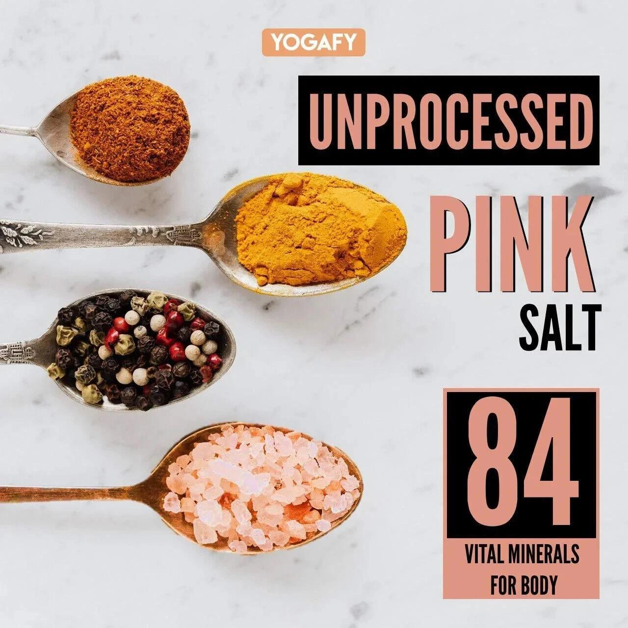 YOGAFY- Himalayan Pink Salt – 600 gm || HEALTHY Salt Packed with 84 Minerals ||