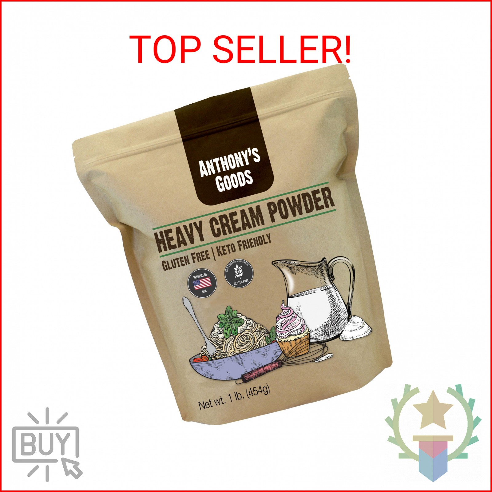 Anthony’s Heavy Cream Powder, 1 lb, Gluten Free, Non-GMO, Keto Friendly, Product