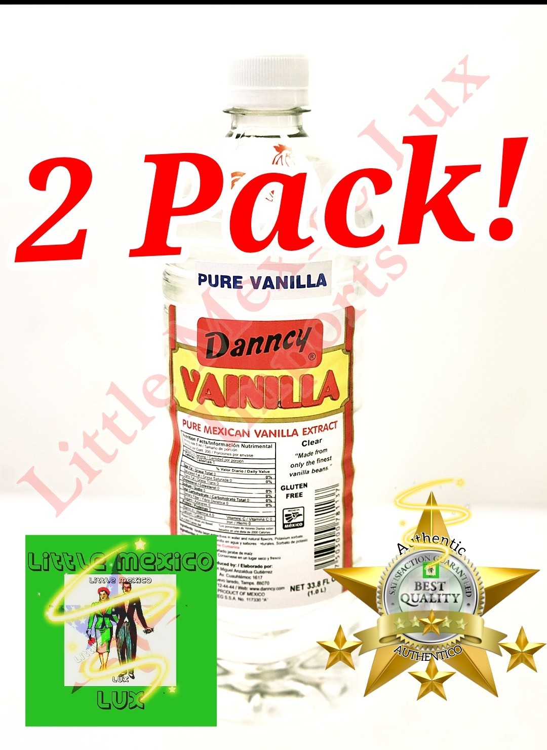 Danncy Vanilla Clear 33.8 Fl Oz (1L) 2 Pack – Authentic Mexican Vanilla Flavor⚡️