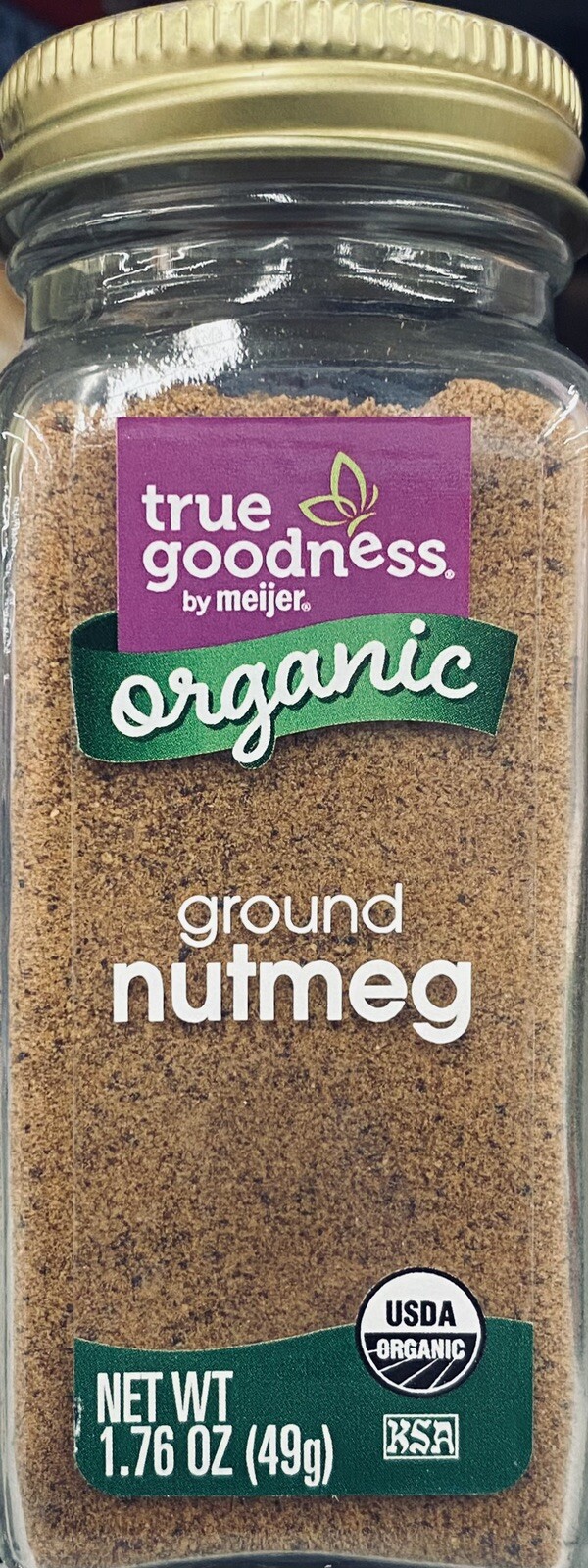 TRUE GOODNESS USDA Organic GROUND NUTMEG Spice – 1.76 oz Jar