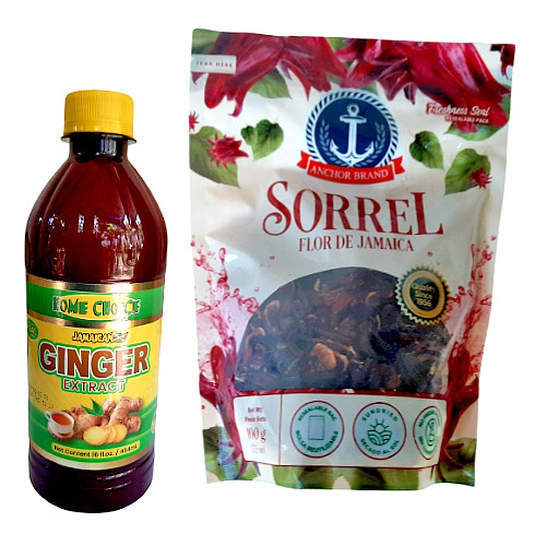 Ginger extract one 16oz and Sorrel 2 packs (100g each) from Jamaica