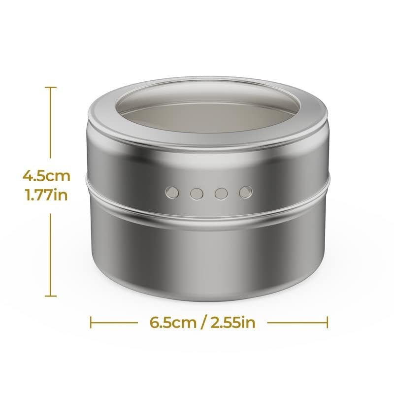Vetacsion Set of 8 Magnetic Spice Tins with 2 Metal 8 Pack, Silver