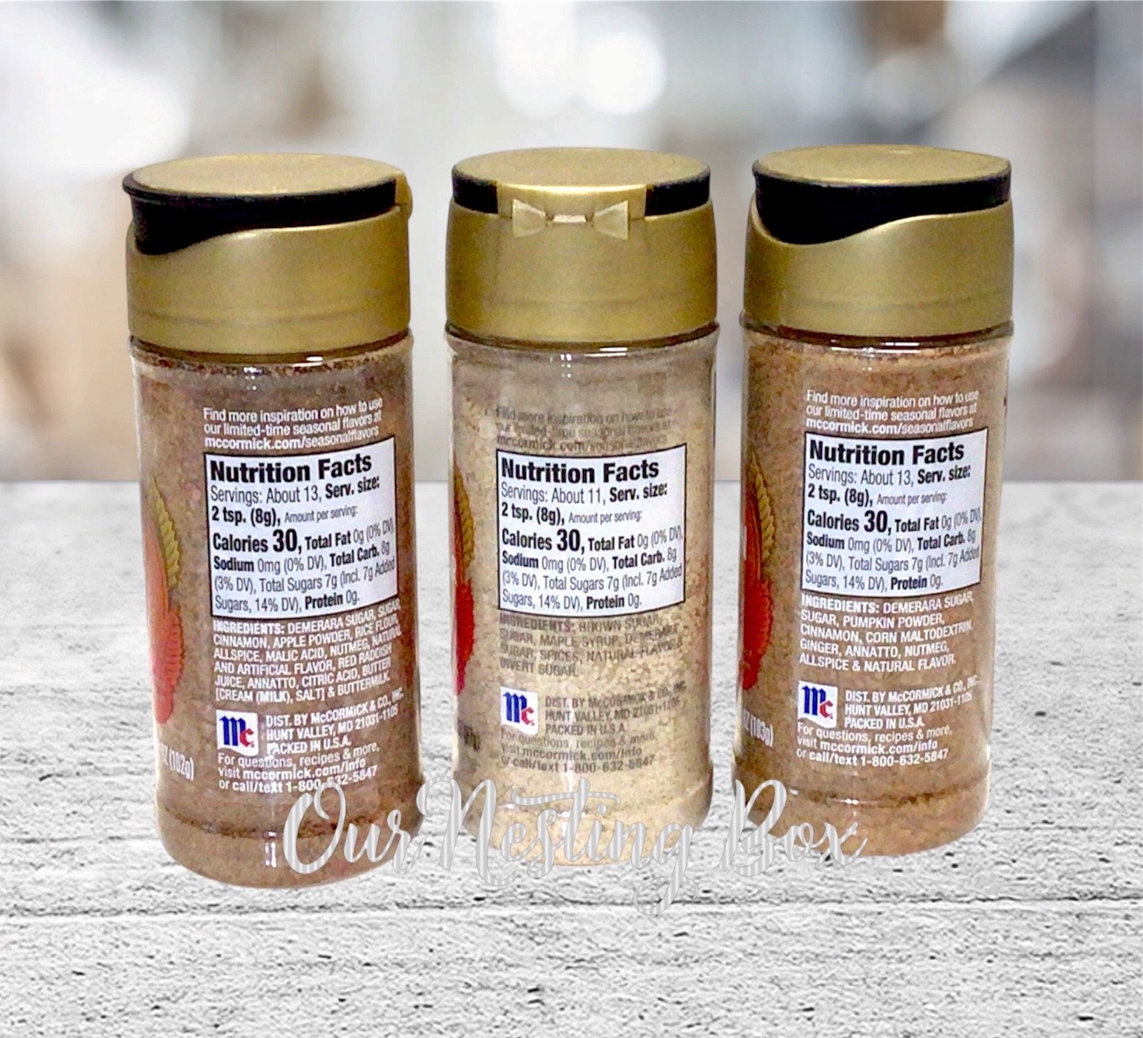 3 McCormick Limited Edition Pumpkin Spice Maple Brown Sugar & Apple Cider Sugar