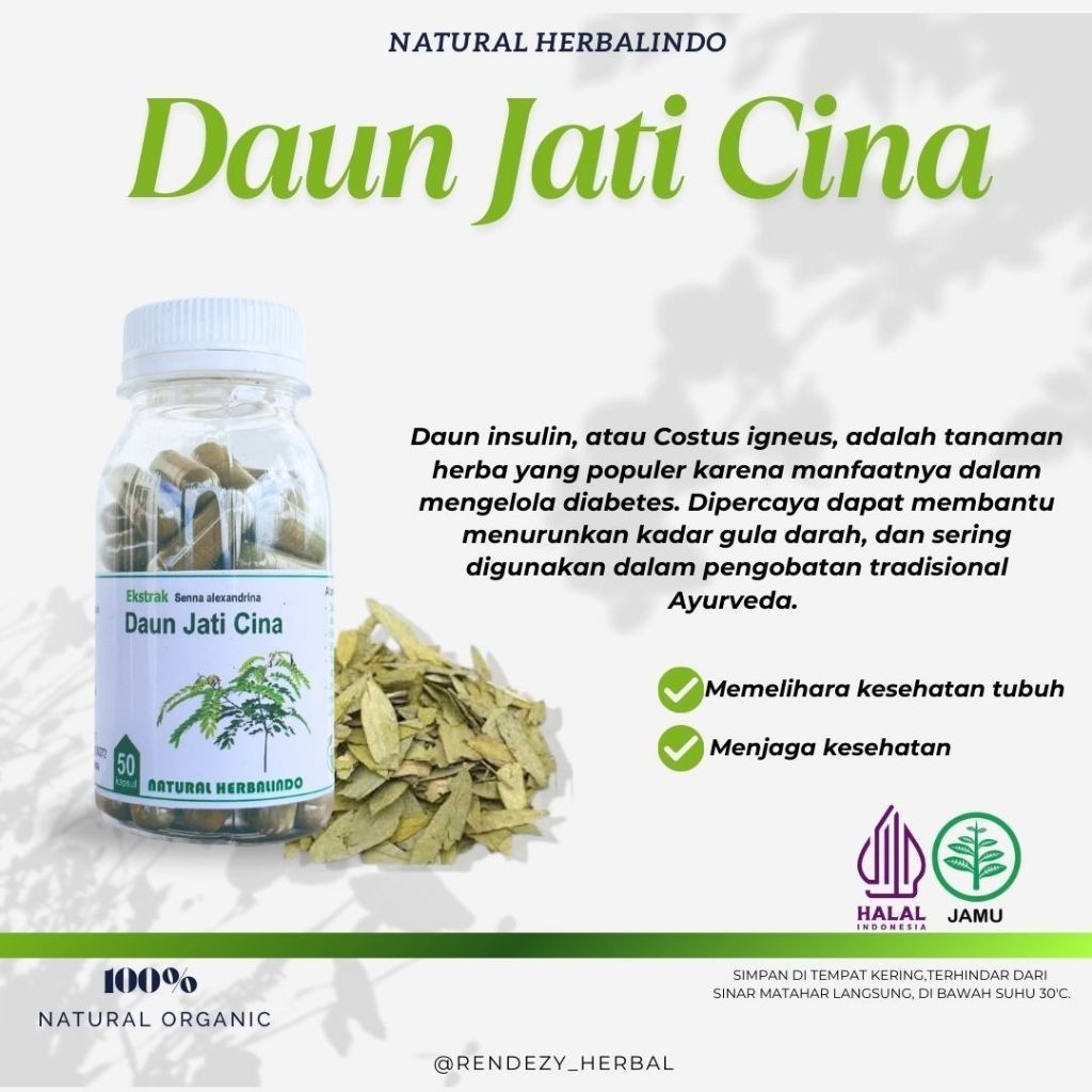 Senna (Daun Jati Cina) Capsules 50pcs 500mg Natural Indonesia