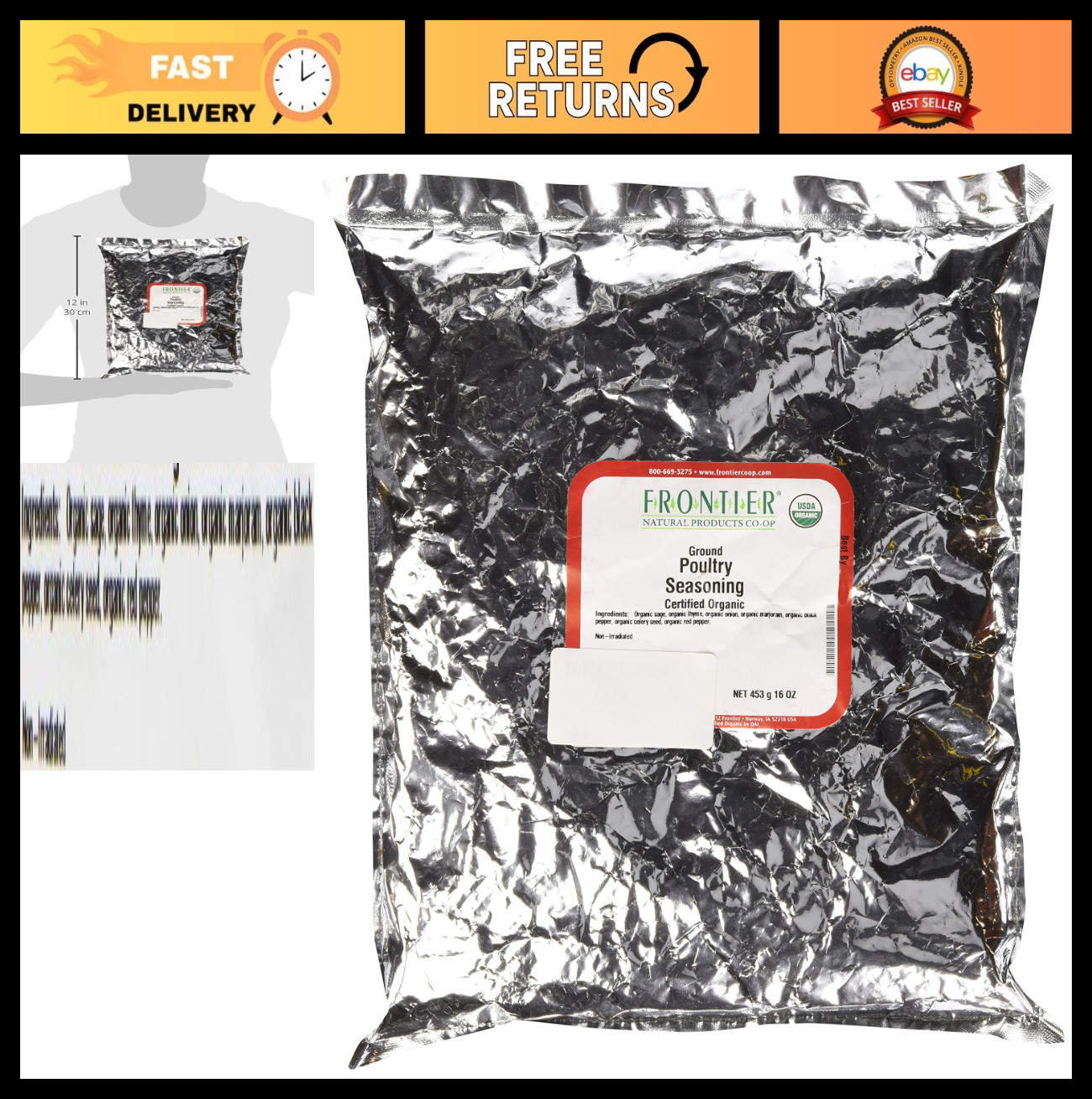 Salt-Free Poultry Seasoning Blend – 1 lb Bulk Sage, Thyme & Onion for Cooking