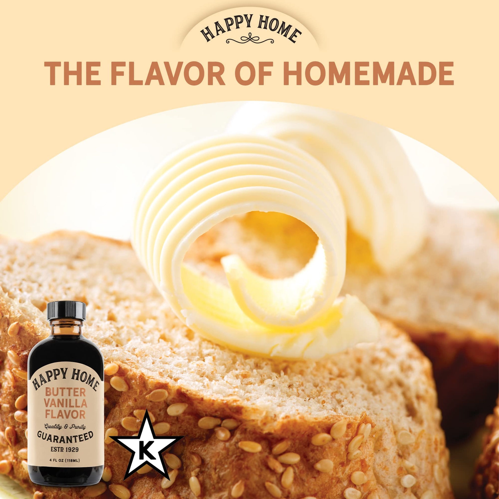 Premium Natural Butter Vanilla Flavor – Certified Kosher 4 oz.