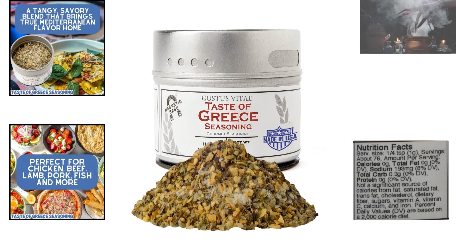 Taste of Greece: Gourmet Non-GMO Artisan Spice Blend in Magnetic Tin, 2.7oz