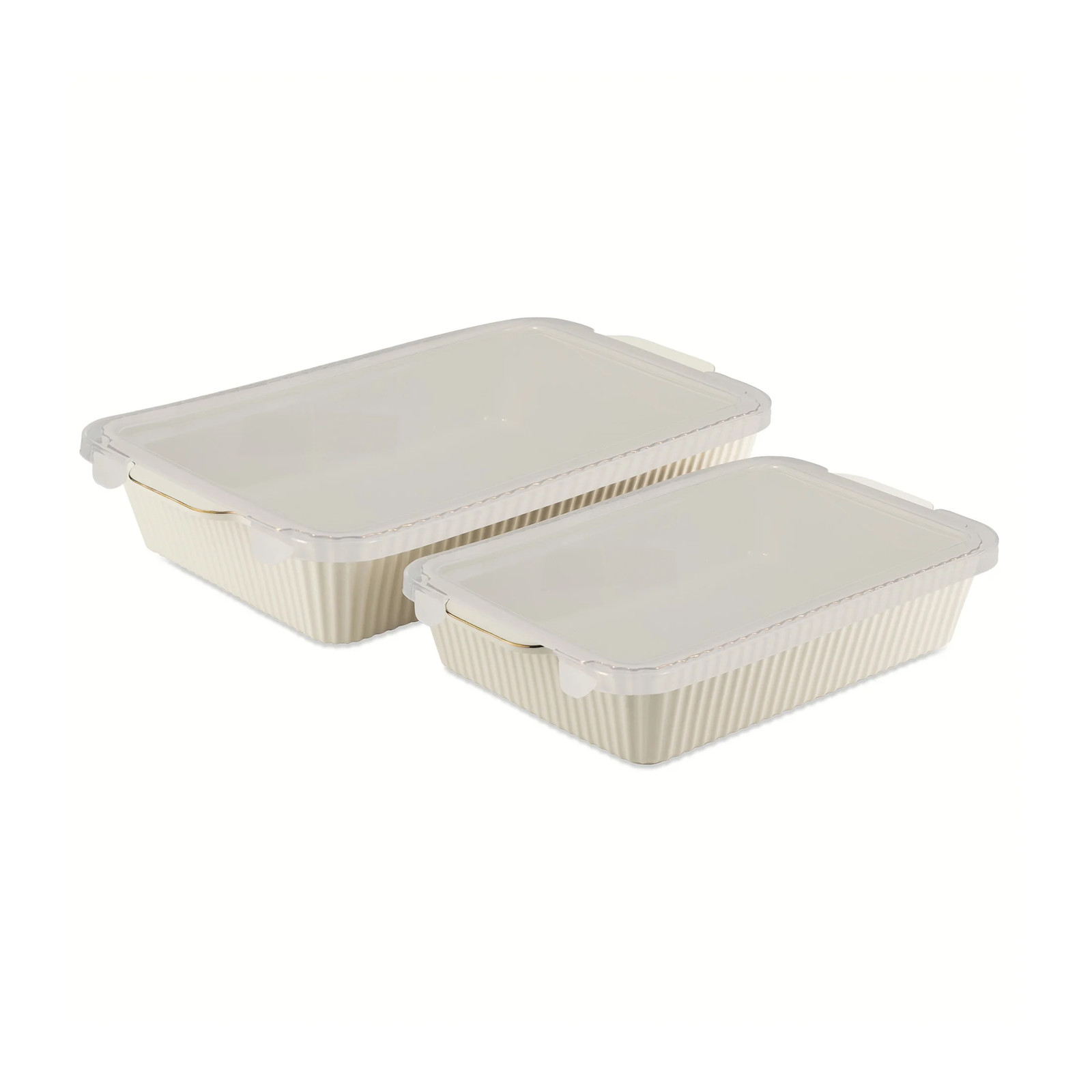 Thyme & Table 4-Piece Stoneware Casserole Dish Bakeware Set, Includes Lids, 9″X1