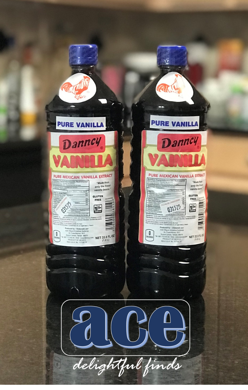 Two (2) Danncy Pure Mexican Vanilla Extract – Dark Color (1 Liter each)