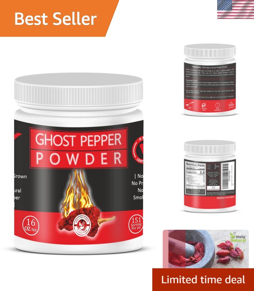 16 oz Pure Ghost Pepper Powder – Hottest Smoked Chili for Culinary Enthusiasts